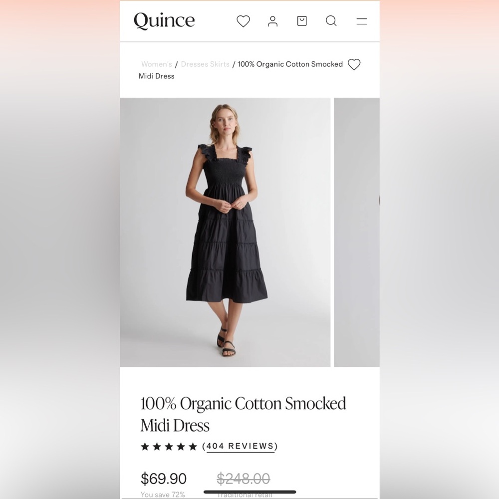Quince smoked top cotton midi dress